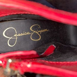 Red Suede Platform Ankle Boot